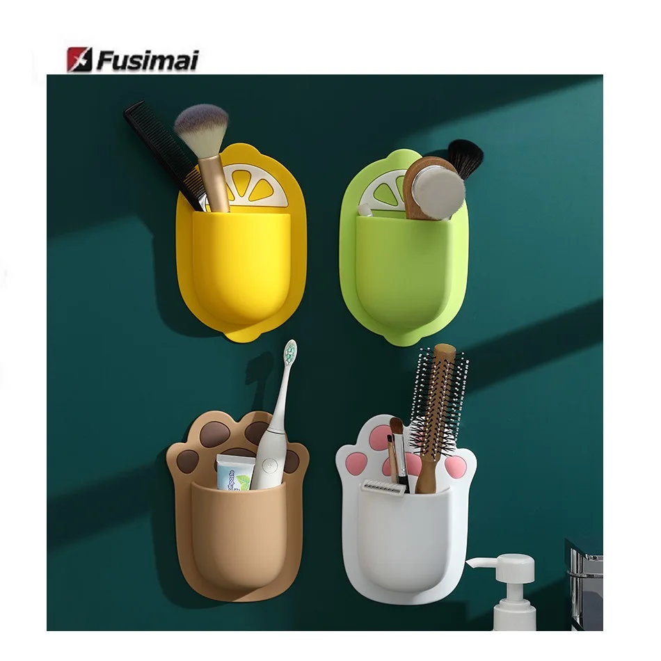 

Fusimai Lemon Shaped Cat Claw Multifunctional Storage Rack Wall Hanging Suction Cup Silicone Shelf