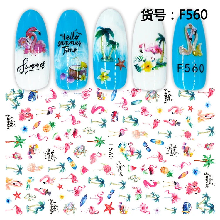 

2022 Manicure art summer style beach and sea nail sticker Wholesale 3D Nail Stickers