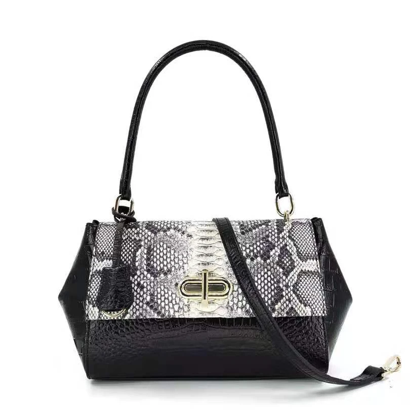 

customized trending 2021 new arrival ladies handbag classic snake pattern leather shoulder bag cross body bag, Multi