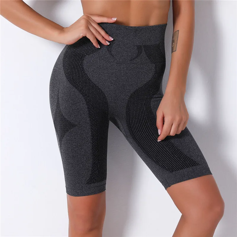 

High Waist Elastic Skinny Short Nylon Polyester Solid Color Fitness Push Up Pant Gym Yoga Leggins Shorts For Women, Customized color
