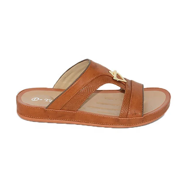 

Arabic comfortable Hot Sell Durable Casual Sandals Outsole Material Pu+rubber Flat Summer Man Slipper, Brown