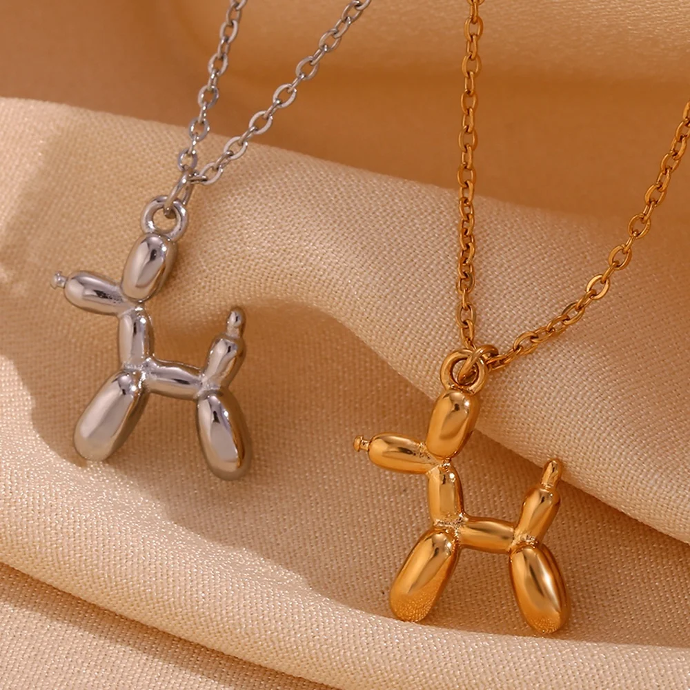 

Minimalist Jewelry Puppy Pendant Necklace PVD Gold Plated Stainless Steel Tarnish Free Jewelry collier en acier inoxydable