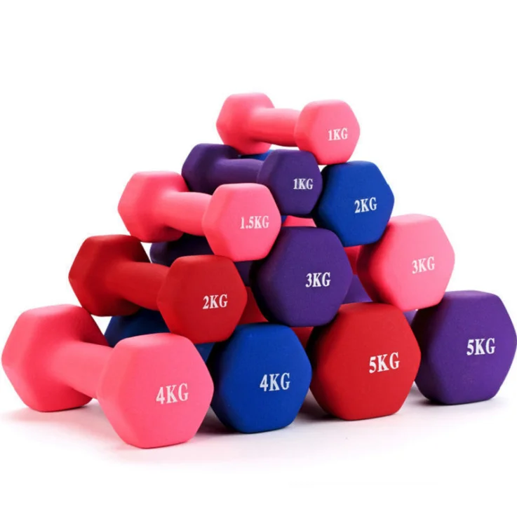 

Women Girls Lady Gym Equipment Home Use 0.5-10kg Hex Dumbells Rubber Hexagon Hex Dumbbells Set With Rack, Pink/blue/red/violet
