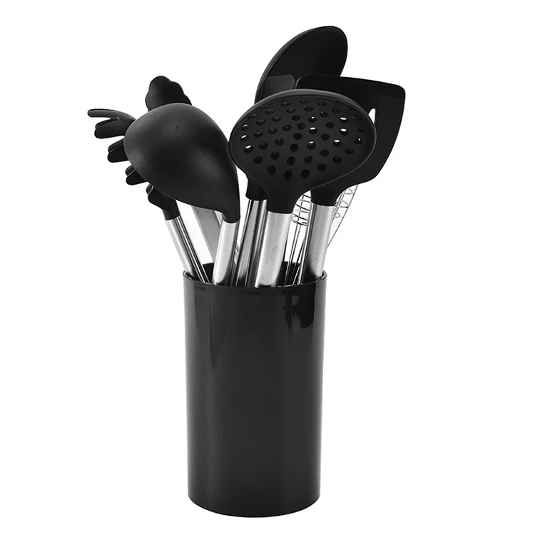 

Top Sellers For Kitchen Accessories Heat Resistant Food Grade Silicone Cooking Set With Stainless Steel Handle