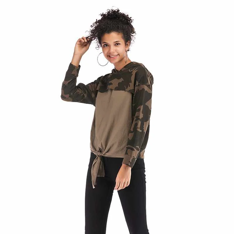 

Europe Style Women Fashion Design Cargo Hoodie Shirt Custom Size Hoodie Camo