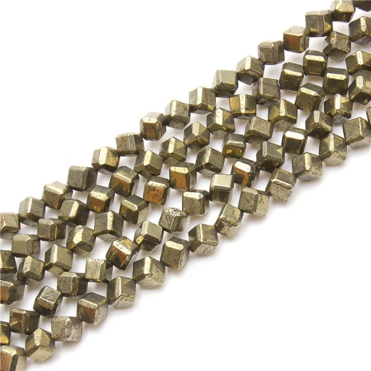 

2020 New Style Gemstone 6mm 8mm 10mm Pyrite Jewelry Cube Beads with Edge Cutting, 100% natural color