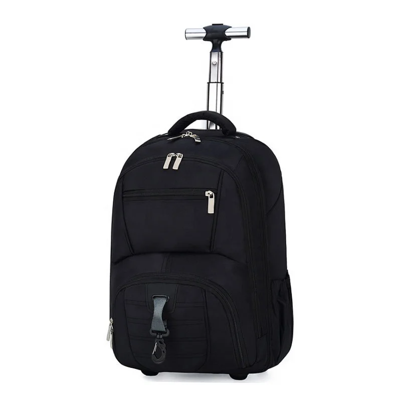 

Rolling Backpack Wheeled Laptop Backpack Bag Multi-function High School Trolley Backpack, Black