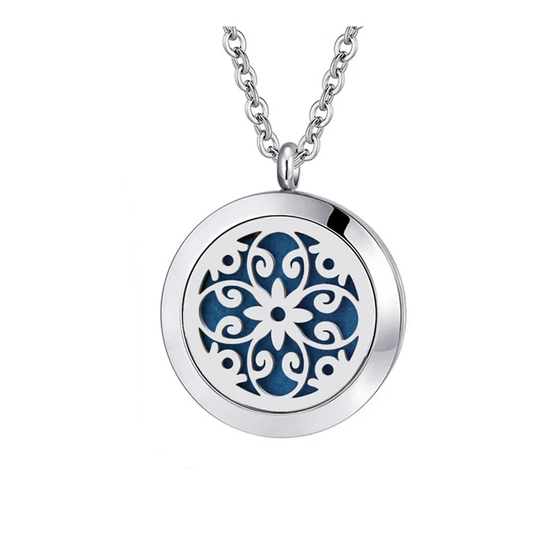 

Flower design aromatherapy necklace jewelry 316L stainless steel essential oil diffuser necklace