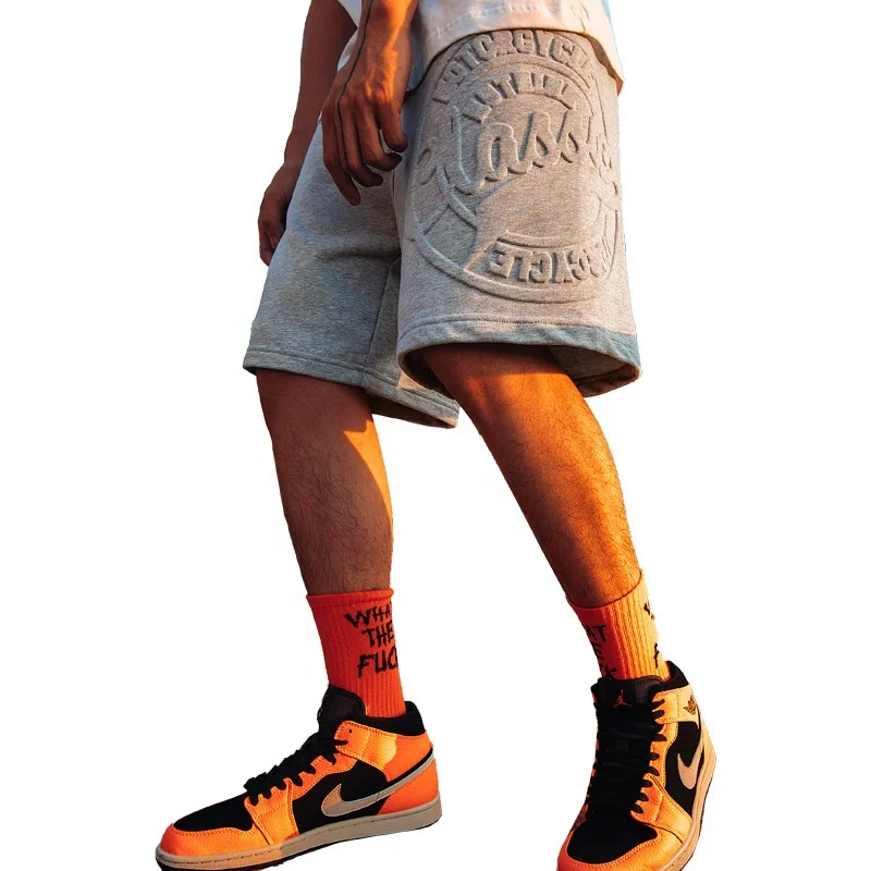 

2021 New Custom Logo High Quality Men's Cotton Shorts 3D Embossed Shorts, Custom color