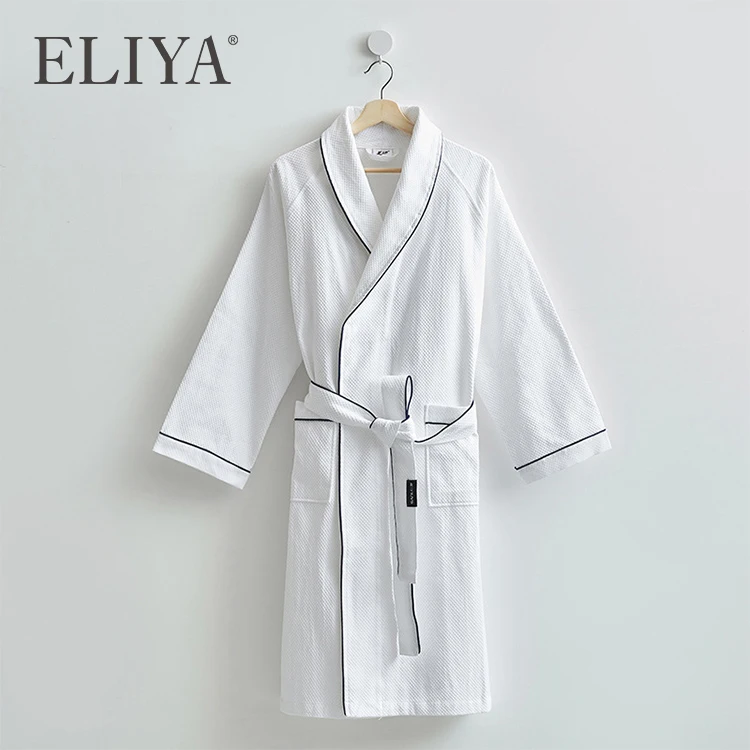 

Free Sample Classical Hotel 100% Organic Cotton Bathrobe Terry Cloth Bath Robe For Men