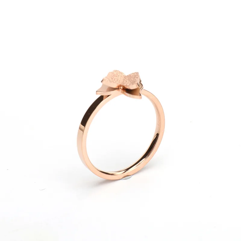 

Trendy Dainty Stainless Steel Rings No-fading Rose Gold Butterfly Rings for Women