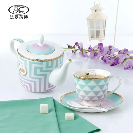 

bone china tea pot cup and saucer tea set with modern design