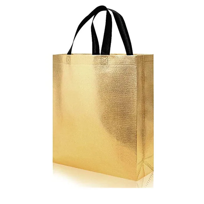 

Non-woven Tote Stylish Foldable Present Gift Bag Glossy Reusable Grocery Shopping Bag For Birthday Party Wedding