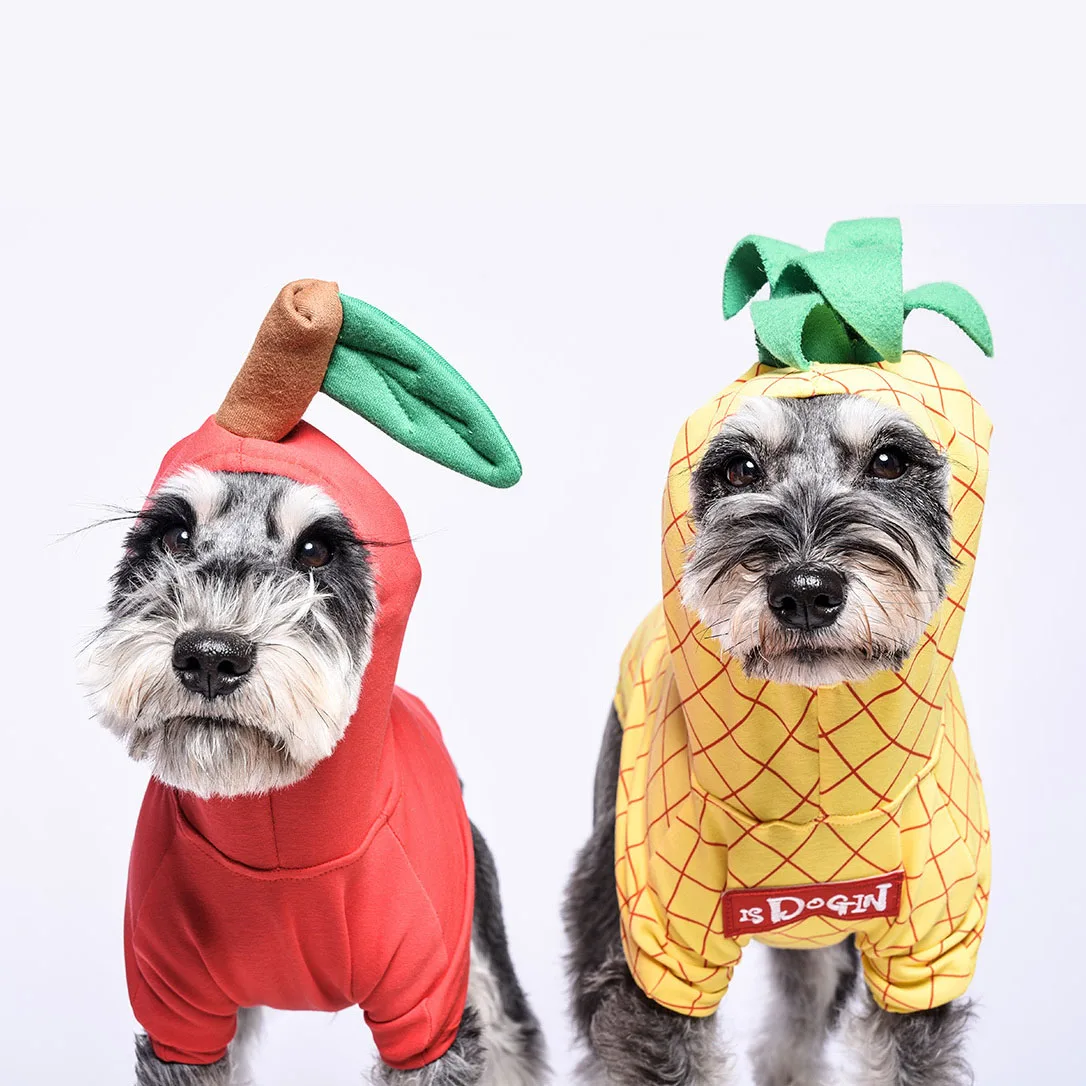 

2021 Funny Cute Fruit Apple Pineapple Pet Hoodie Clothing Clothes Cat Puppy Dog Costume, Red, yellow