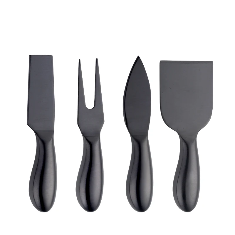 

Cake Shop Used Mini Cheese Tool 4-Pieces Dessert Cheese Cake Knife Set Stainless Steel Cutter Cheese Slicer, Silver/gold/rose gold/black/purple/blue/rainbow no.0/rainbow no.3