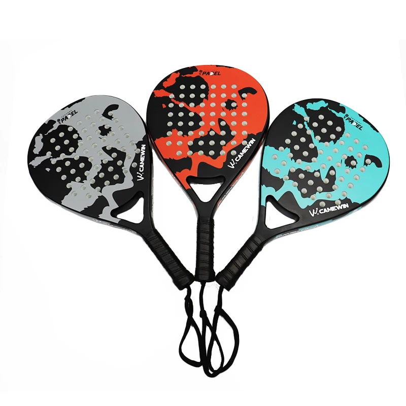 

teardrop shape custom logo light weight high quality pro fiberglass carbon 3k 12k 18k padel racket