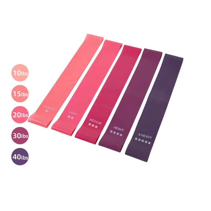 
Hot Products Durable Rubber Yoga Exercise Resistance Loop Band With Set Of 5 