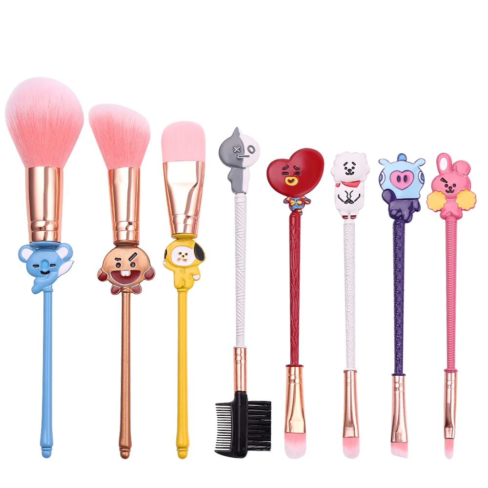 

Ensemble Poudre Brosse De Maquillage Professionnels 8 Pcs BTS Makeup Brushes Set With Logo Wholesale Brush With Bag