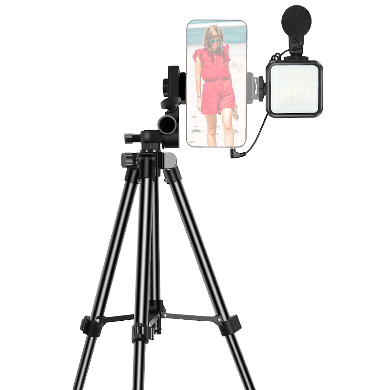 

Video Making Vlog Tripod Kit With Microphone and LED Light Live Brocasting interview recording vlogging kit