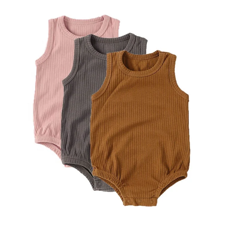 

Organic Cotton Rib Summer Sleeveless Baby Romper, Can be choose from our color swatches