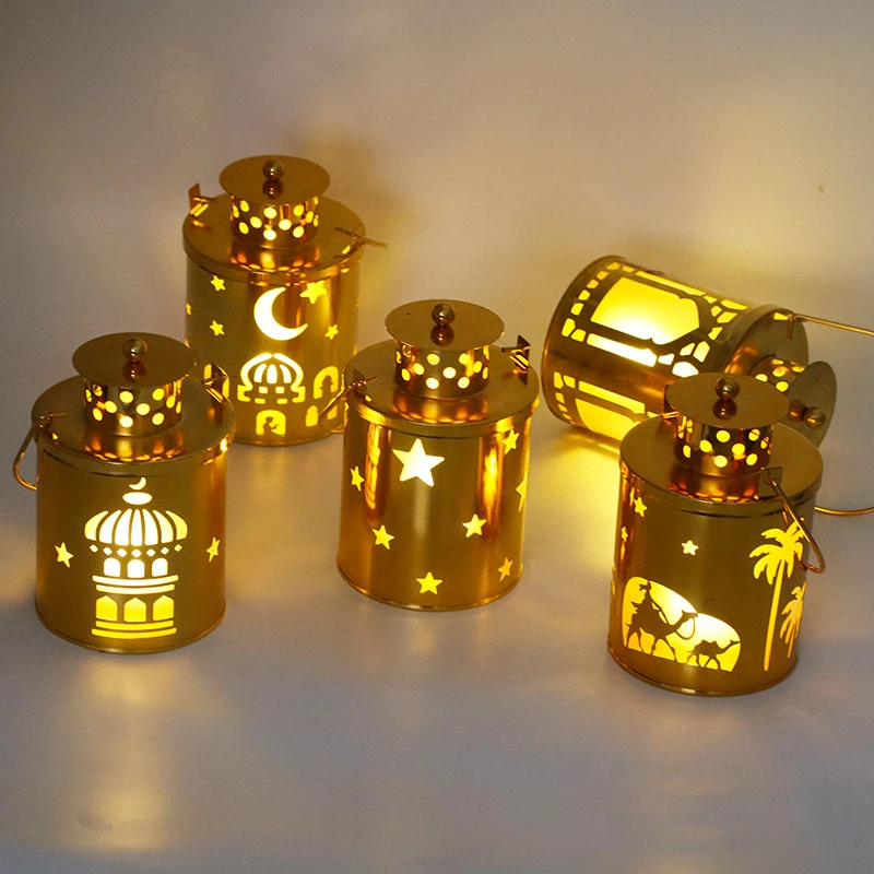 

DAMAI 2024 Ramadan Lanterns Decorations Moon Star Eid Mubarak Muslim Islamic Ramadan Kareem Gold Table Decor Lights
