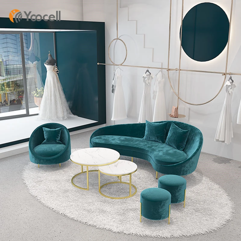 Yoocell Velvet Comfortable Sofa Set For Waiting Area Beauty Salon Hotel