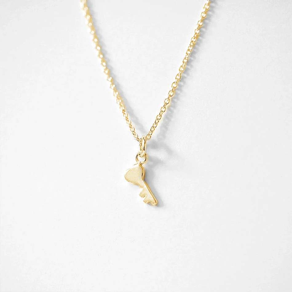 

Wholesale 18K Gold Plated Necklace Key To My Heart Pendant Necklace for Women S925 Sterling Silver Jewelry Gift