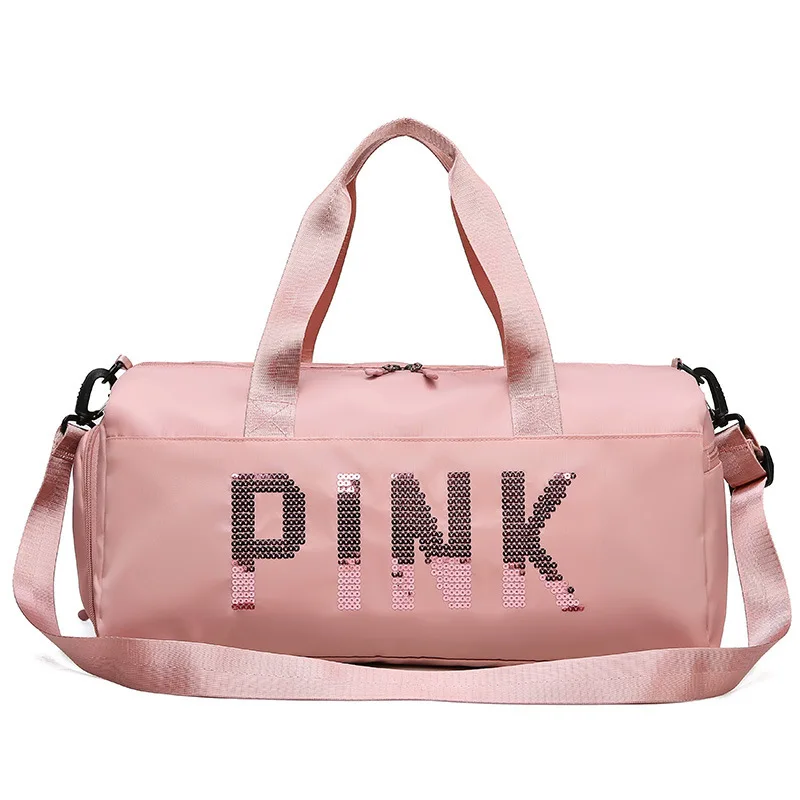 

Pink Fitness Yoga Bag Outdoor Travel Bag Portable Nylon Waterproof Gym Bag with Shoe Compartment, Colorful