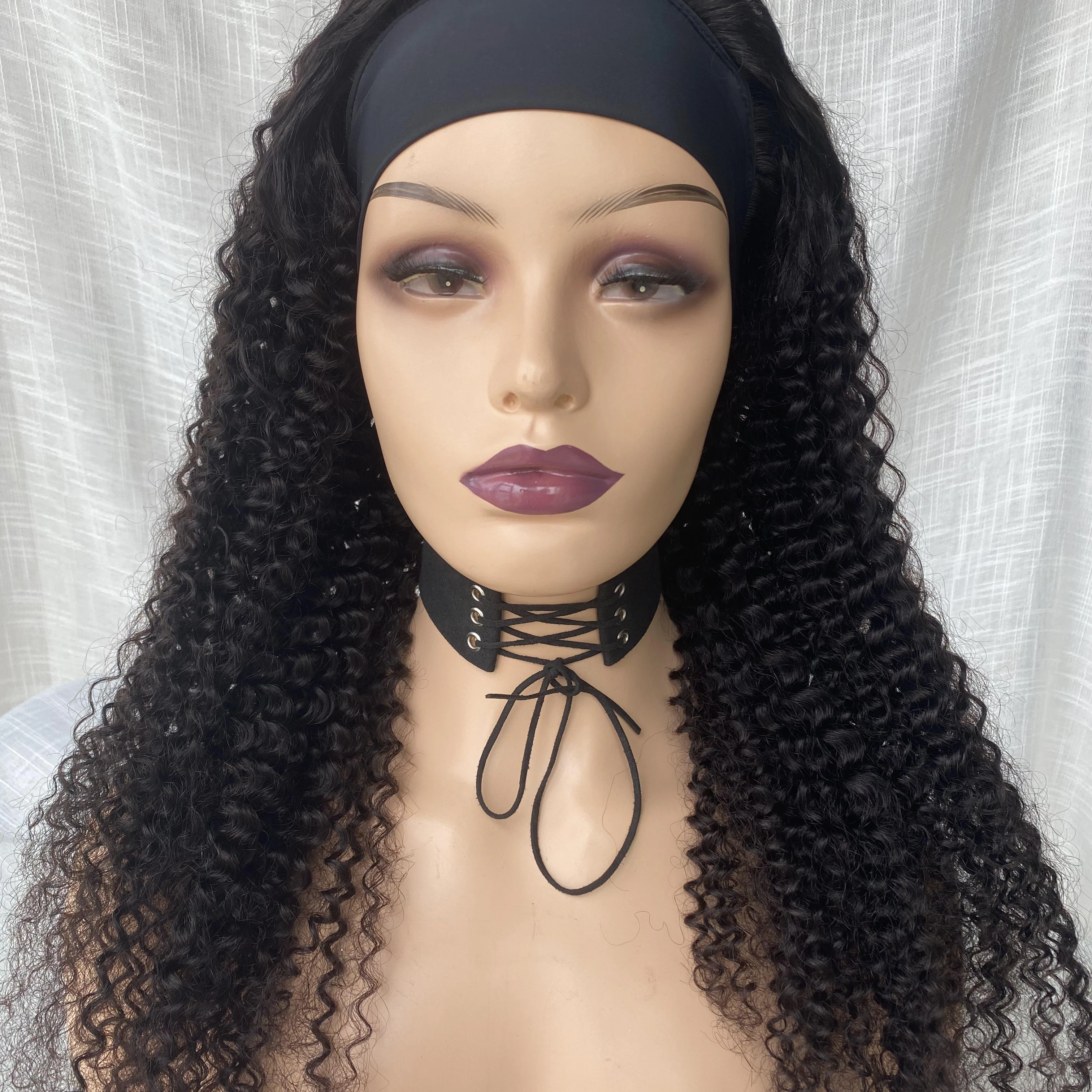 

2021 Wholesale headband Brazilian Curly Human Hair kinky curly Raw Virgin Hair
