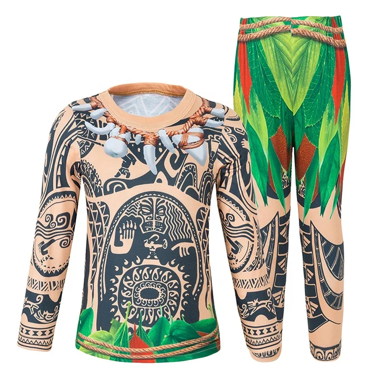 

Halloween Boy Moana Cosplay Anime Suit Two-Piece Spring And Autumn Children's Show Boys' Stage Costumes