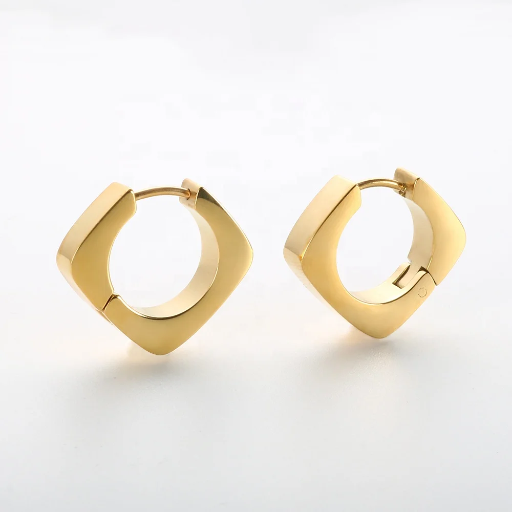 

MingXi Minimal jewelry Geometric Hoop Earring Small Square Chunky Huggie hoops Wide Gold Hoops, Gold/silver/rose gold/black