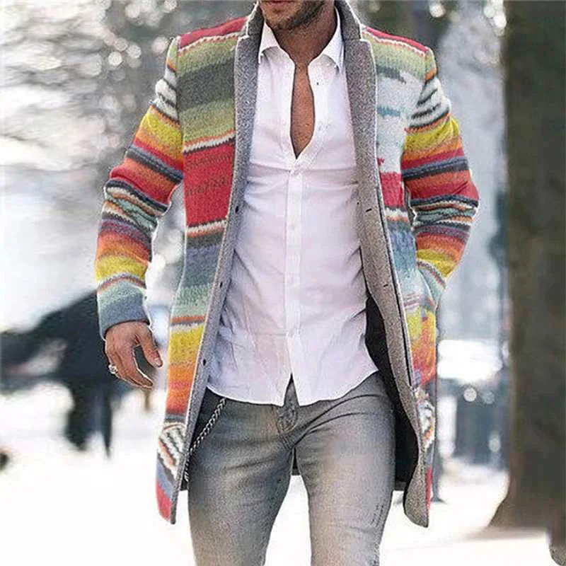 

New design men's plus size casual coat fashion color striped trench coat, Different colors and support to customized