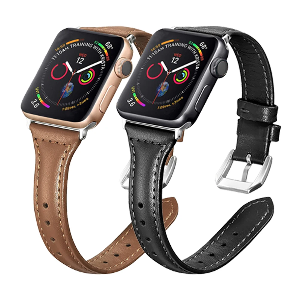 

New Amazon Hot Super Slim Solid Soft Ladies Genuine Leather Warch Strap For Apple Watch Band 6 5