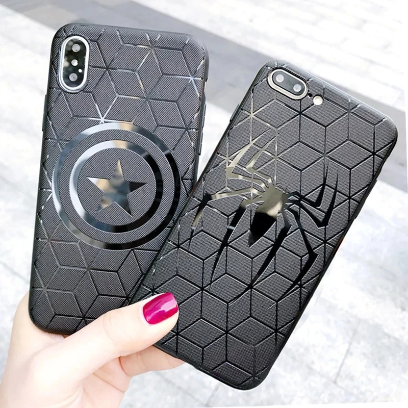 

Various models of cool Marvel silicone mobile phone case, anti-fall, Black