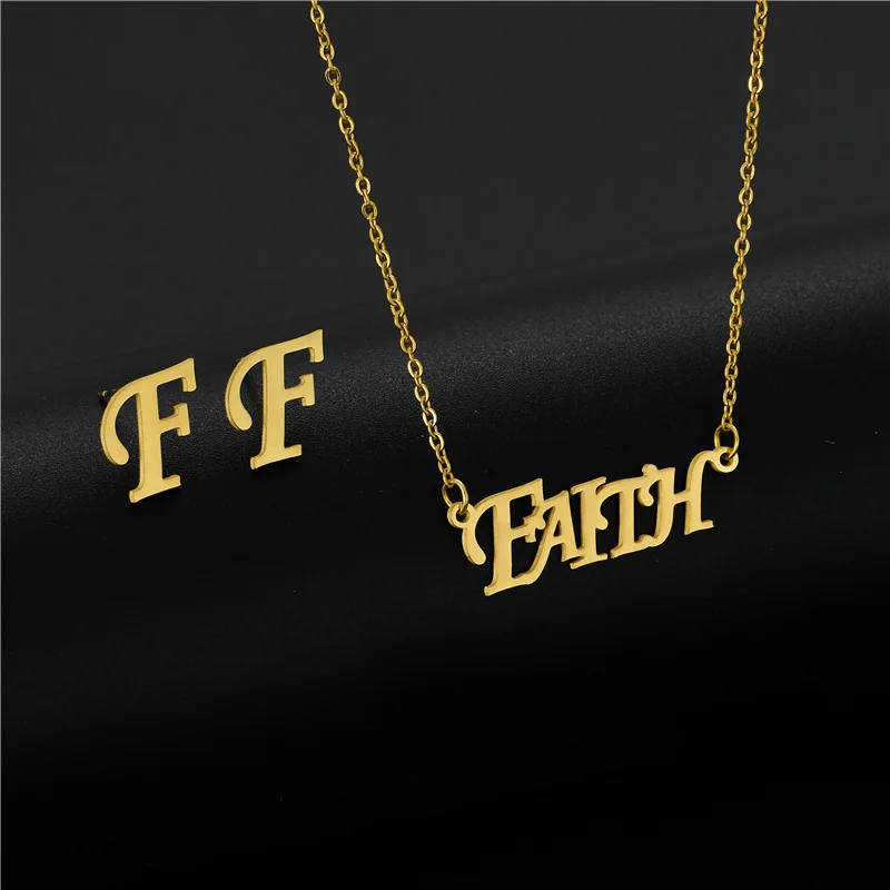 

DIY Necklace Custom Laser Cut Name Necklace Set Stainless Steel Alphabetic Necklace Gift Accessories Set of 2, Silver