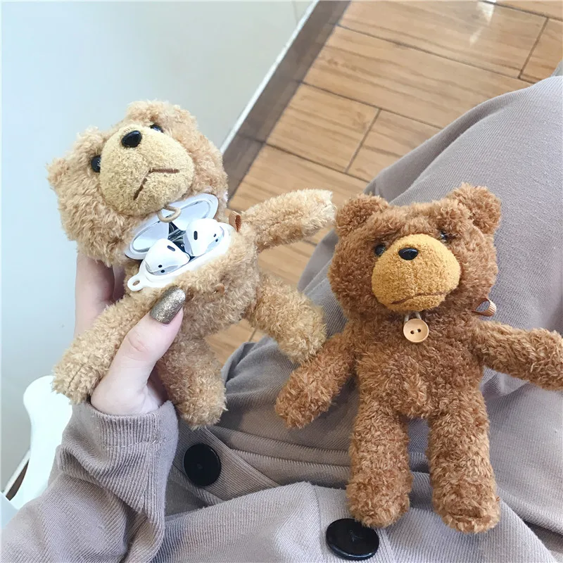 

3D Lovely Cute Cartoon Plush Bear Soft Protective Case with Hook Case Plush Cover For Airpod 1 2 3 Pro