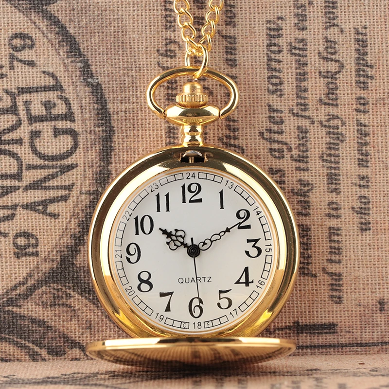 
OEM Engraved Gold tone Steel Vintage Antique Style Pocket Watch On Chain 