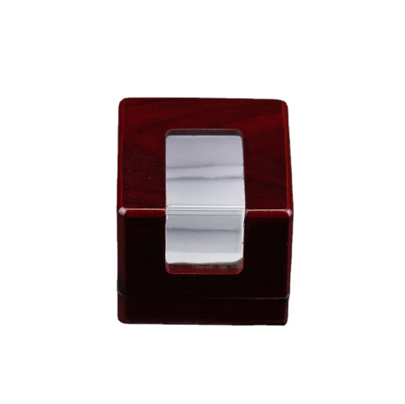 With Transparent Acrylic Window Hockey Football Basketball Baseball Champions Ring Display Wooden Box