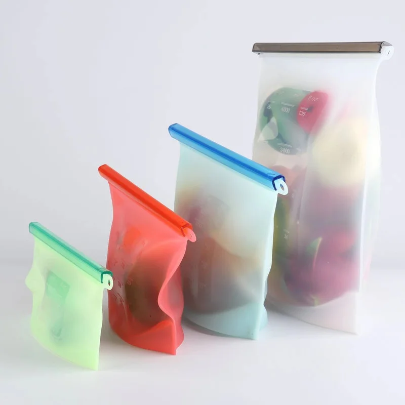 

500ML 1000ML 1500ML 4000ML 4 Sizes Reusable Silicone Food Storage Bag