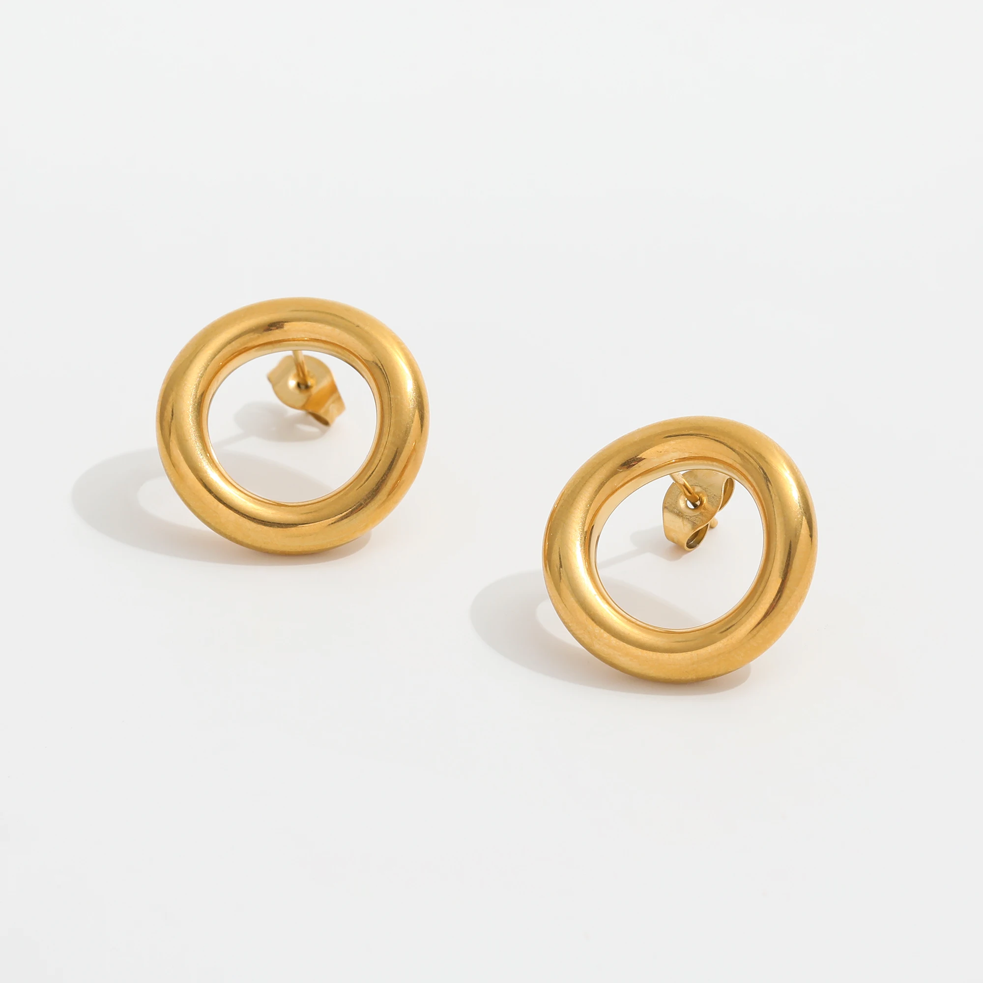 

JOOLIM High End 18K Gold Plated Circle Stud Earrings Stainless Steel Earrings for Women