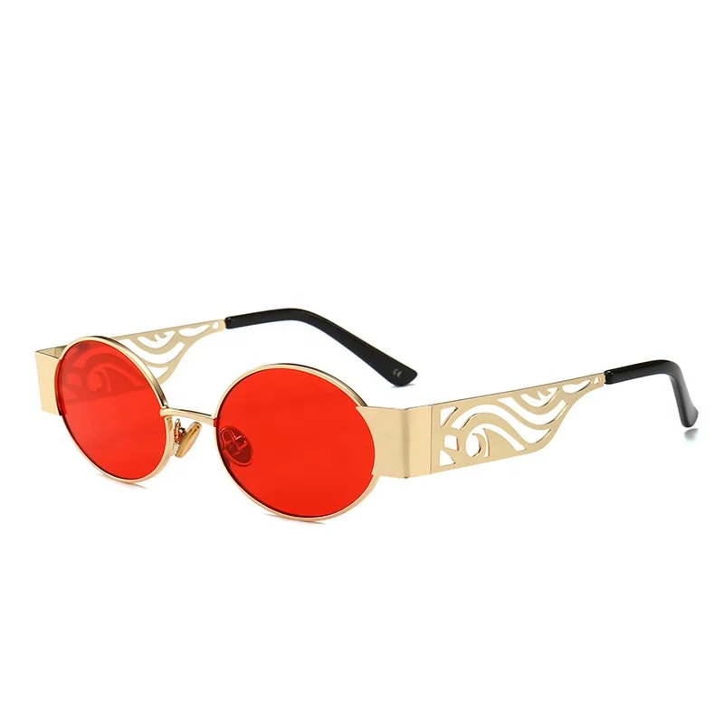 

Oval punk-style sunglasses modern vintage mirror hollow-out leg sunglasses in stock