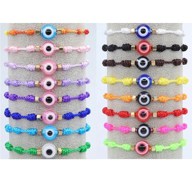

Dr.Jewelry 2022 Latest Lucky Handmade Woven Resin Turkish Eyes Evil Eyes Amulet Knitted Braided Bracelet For Friendship Gift, See picture