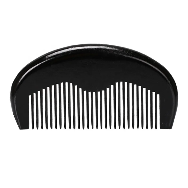 

New Arrival Eco-friendly Natural Wooden Custom Logo Portable Black Wood Beard Comb For Man 4 Different Designs Wooden Beard Comb