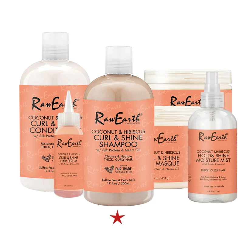 

RAW EARTH Curls and Glossing for Curls, Coconut and Hibiscus Shampoo, Parabens Free