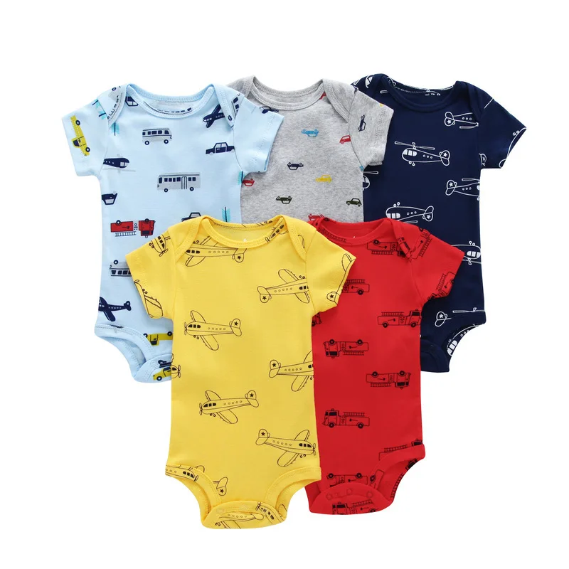 

Wholesale short sleeves 5 pieces one set unisex baby bodysuit