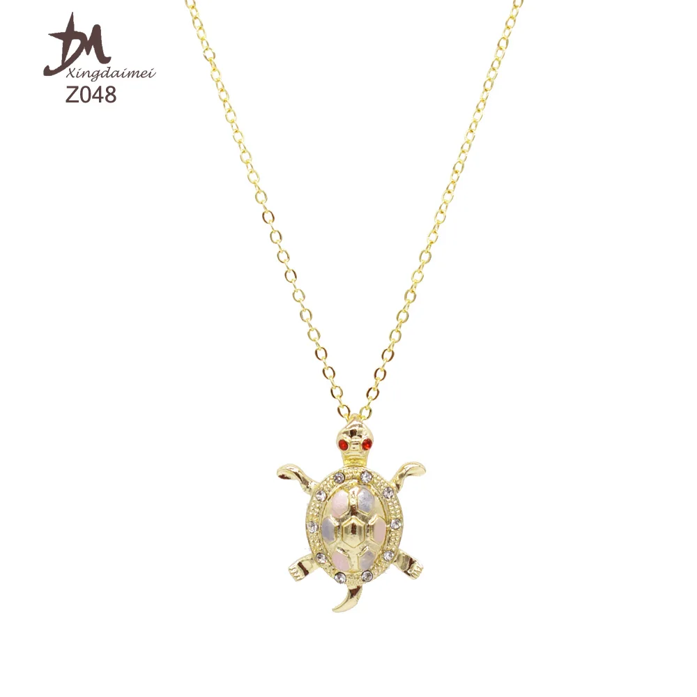 

Z048 Wholesale 3 color Turtle pendant fashion long necklaces Turtle necklace, 18k gold