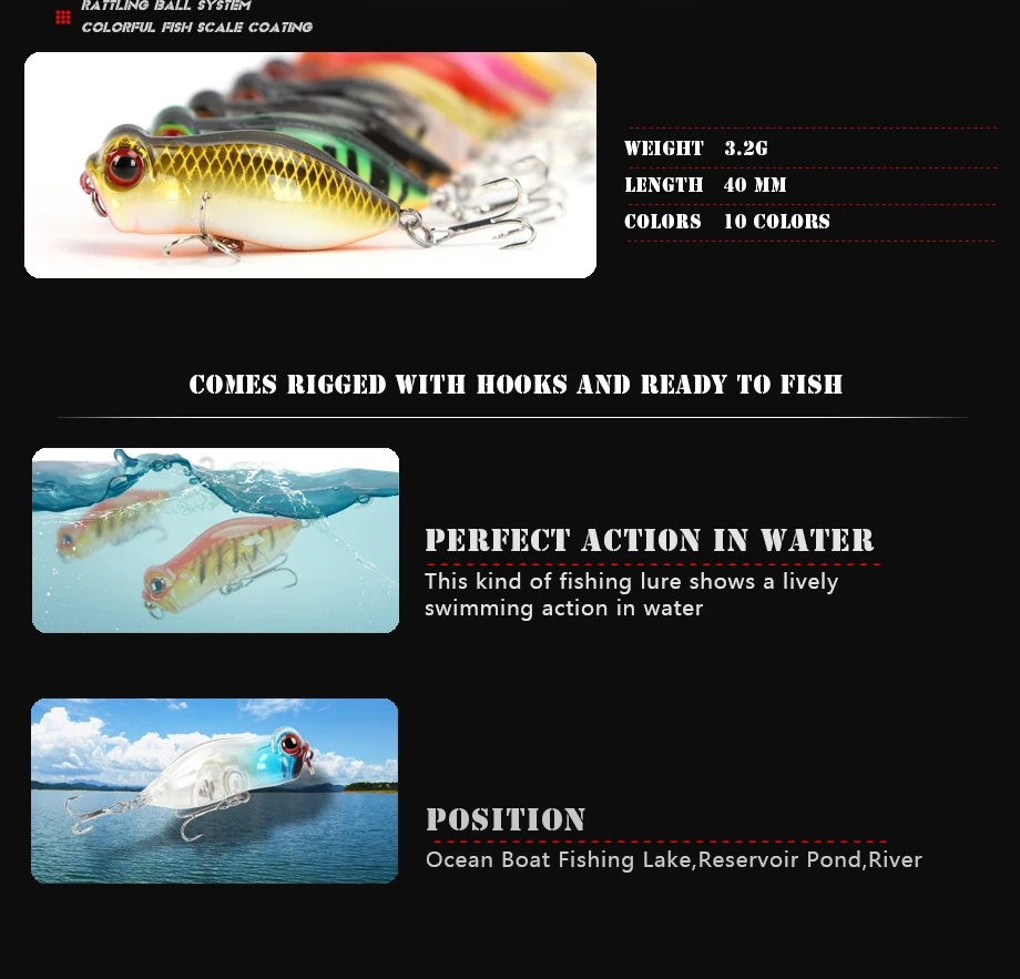 Wholesale Hard Fishing Lure Popper Lure S 3.2g 40mm Popper Frog Lure Top Water Hard Floating