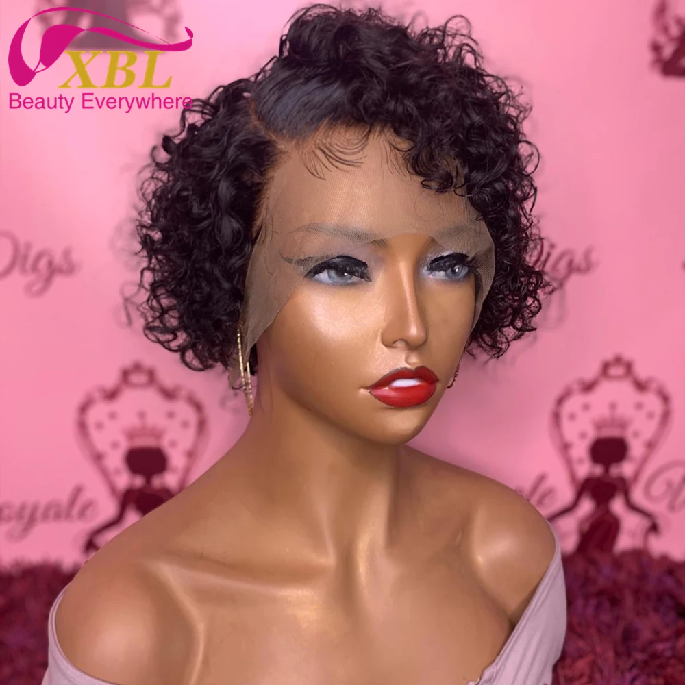 

XBL Pixie Short LuLu Curl Custom Closure Wig,Cuticle Aligned Pre-Plucked With Baby Hair Remy Human Hair Closure Wigs, Natural color