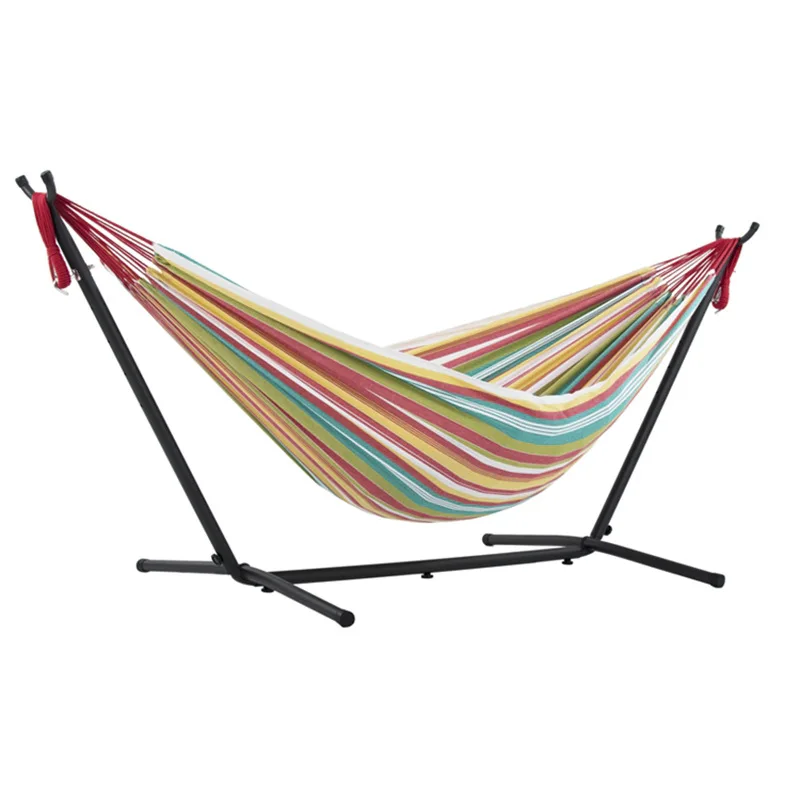 

Hot Selling Portable Outdoor & Indoor Hammock With Metal Stand 2 Person Canvas Hammock Swing Chair Hammocks