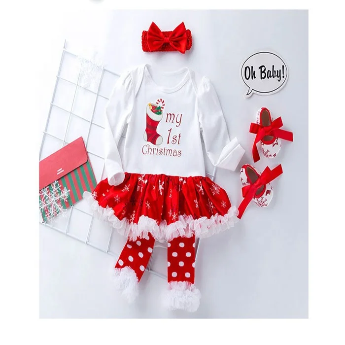 

Christmas Cartoon Romper dresses Four-piece suit New born baby clothes, Picture